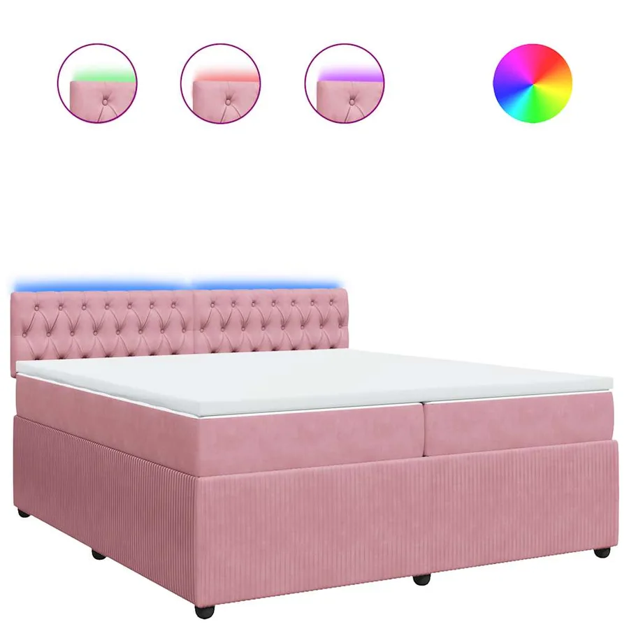 Sommier à lattes de lit avec matelas Rose 200x200 cm Velours - 2