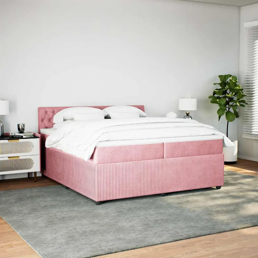 Sommier à lattes de lit avec matelas Rose 200x200 cm Velours - 4