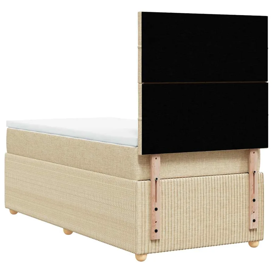 Sommier à lattes de lit et matelas Crème 90x190 cm Tissu - 8