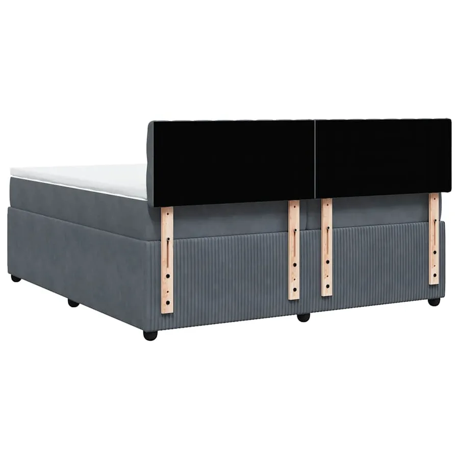 Sommier à lattes de lit et matelas Gris foncé 200x200cm Velours - 10