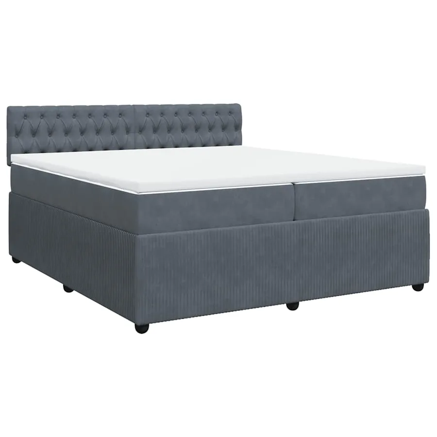 Sommier à lattes de lit et matelas Gris foncé 200x200cm Velours - 2