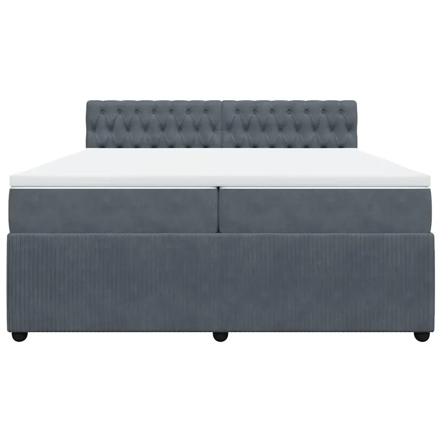 Sommier à lattes de lit et matelas Gris foncé 200x200cm Velours - 4