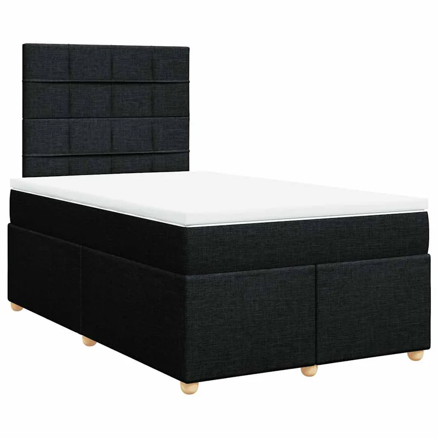 Sommier à lattes de lit avec matelas noir 120x190 cm tissu - 3