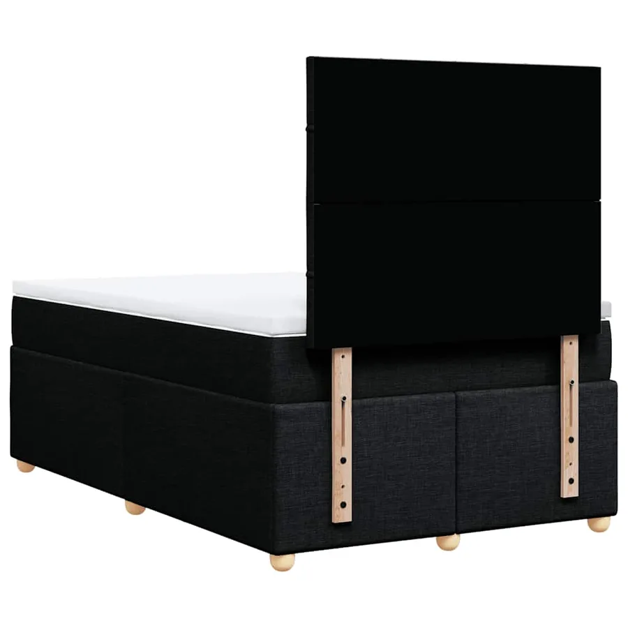 Sommier à lattes de lit avec matelas noir 120x190 cm tissu - 8