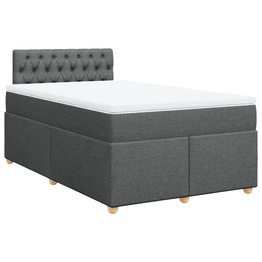 Sommier à lattes de lit avec matelas gris foncé 120x190cm tissu - 3
