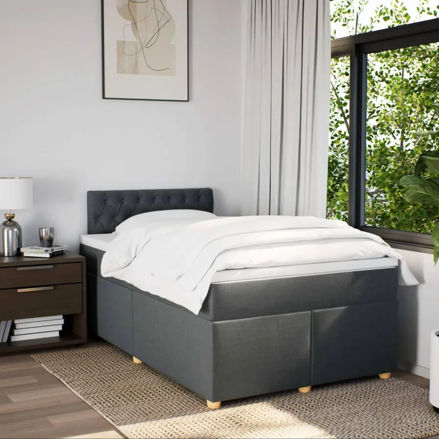 Sommier à lattes de lit avec matelas gris foncé 120x190cm tissu - 4