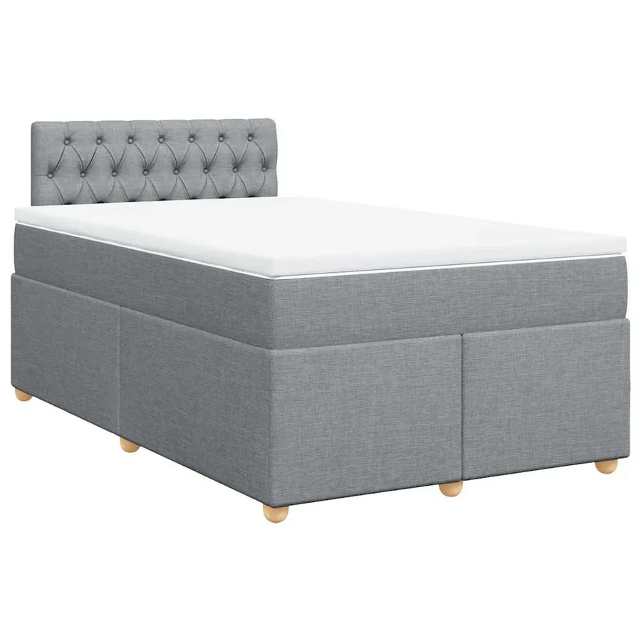 Sommier à lattes de lit et matelas gris clair 120x190 cm tissu - 2