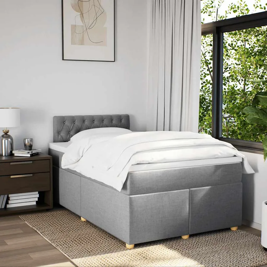Sommier à lattes de lit et matelas gris clair 120x190 cm tissu - 3