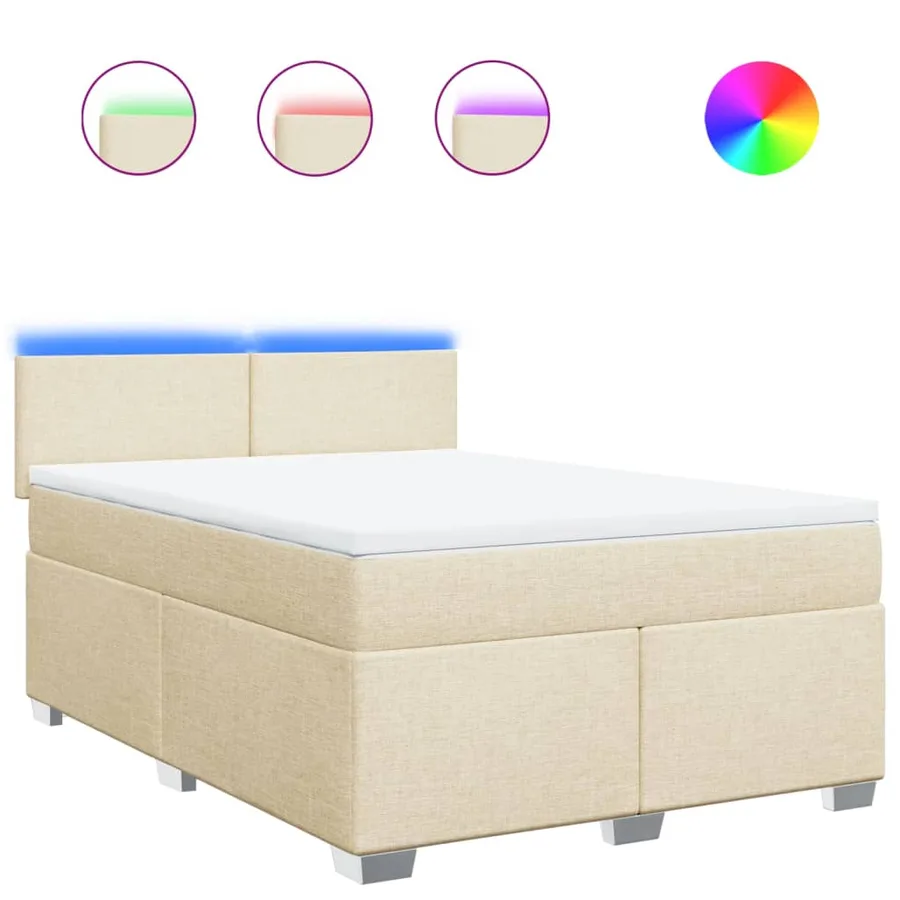 Sommier à lattes de lit avec matelas Crème 140x200 cm Tissu - 2