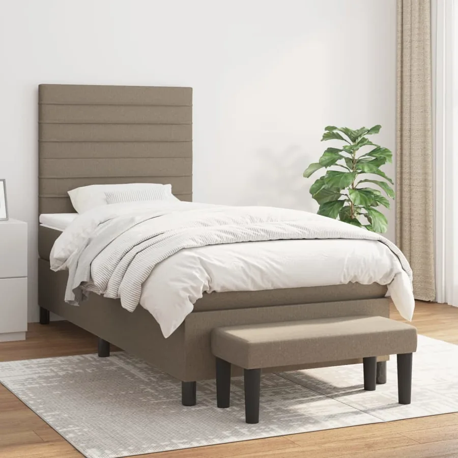 Sommier à lattes de lit avec matelas Taupe 100x200 cm Tissu