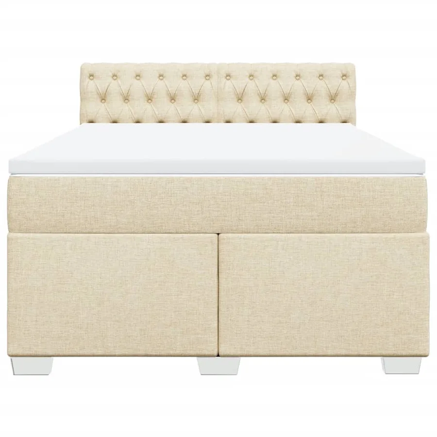 Sommier à lattes de lit avec matelas Crème 140x200 cm Tissu - 6