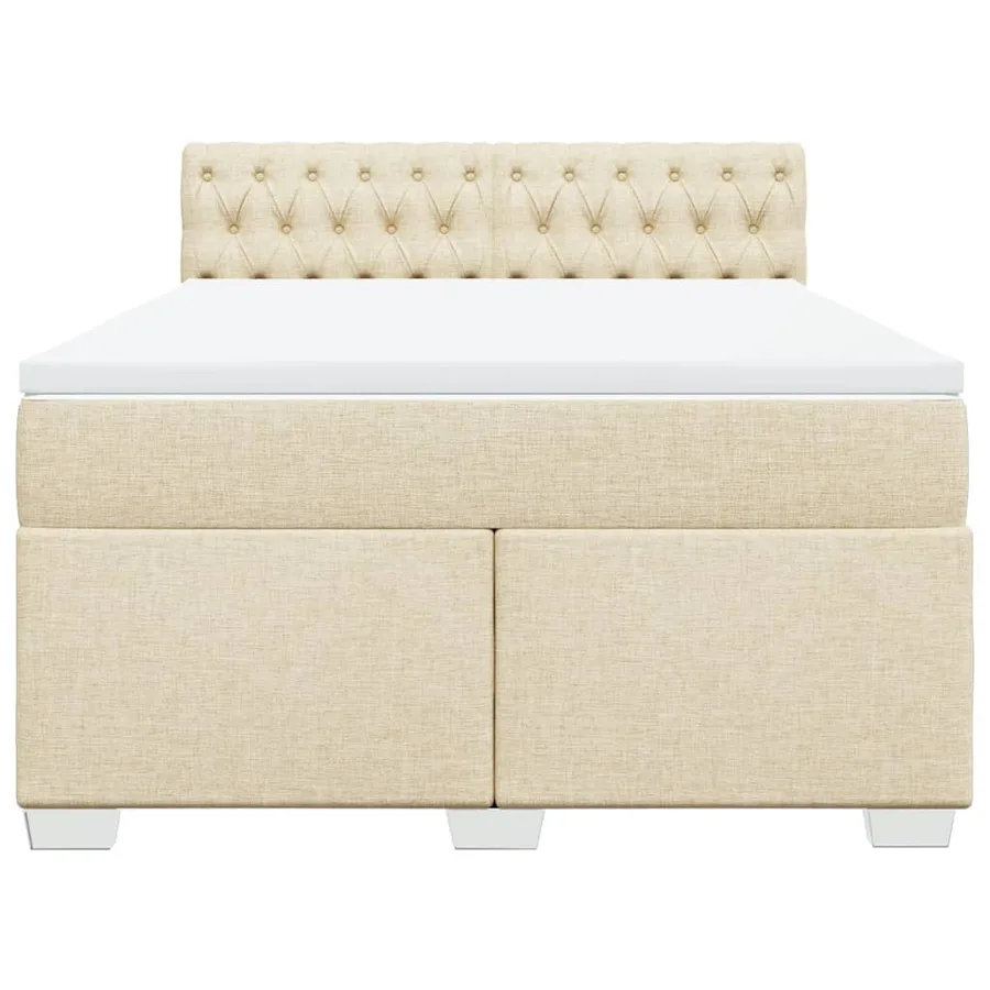 Sommier à lattes de lit avec matelas Crème 140x200 cm Tissu - 4