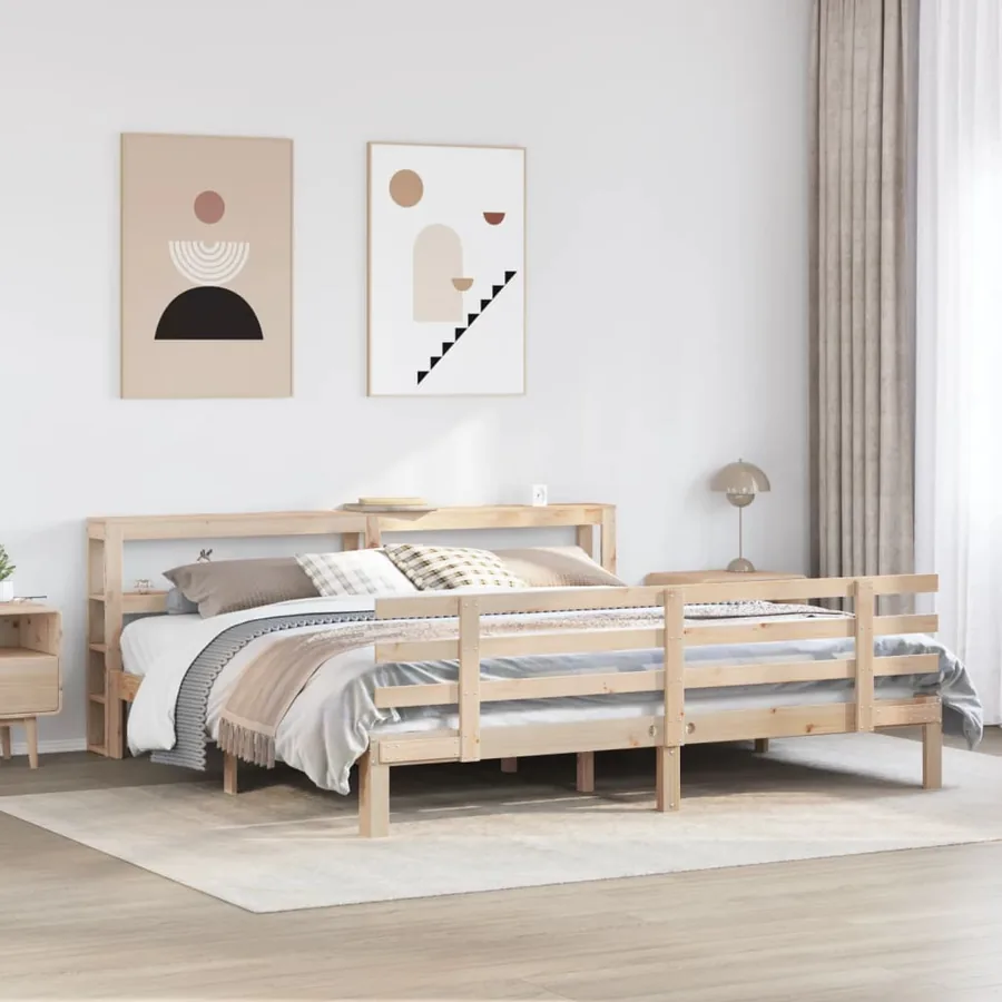 Cadre de lit avec tête de lit sans matelas 200x200 cm