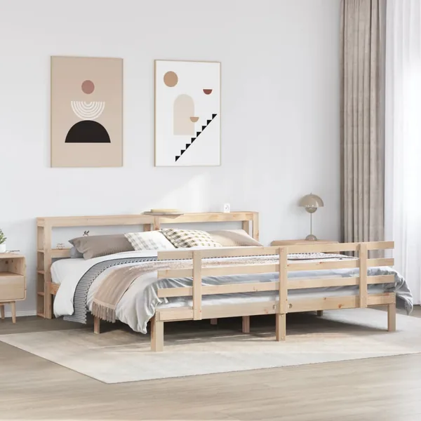 Cadre de lit avec tête de lit sans matelas 200x200 cm