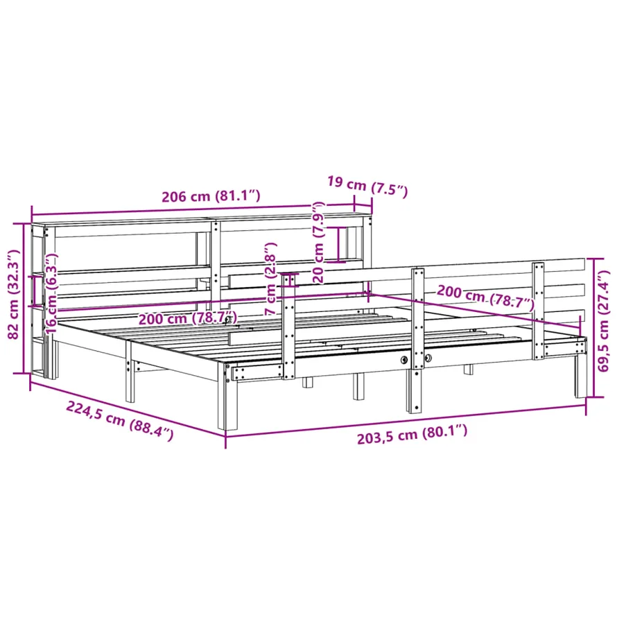 Cadre de lit avec tête de lit sans matelas 200x200 cm - 11