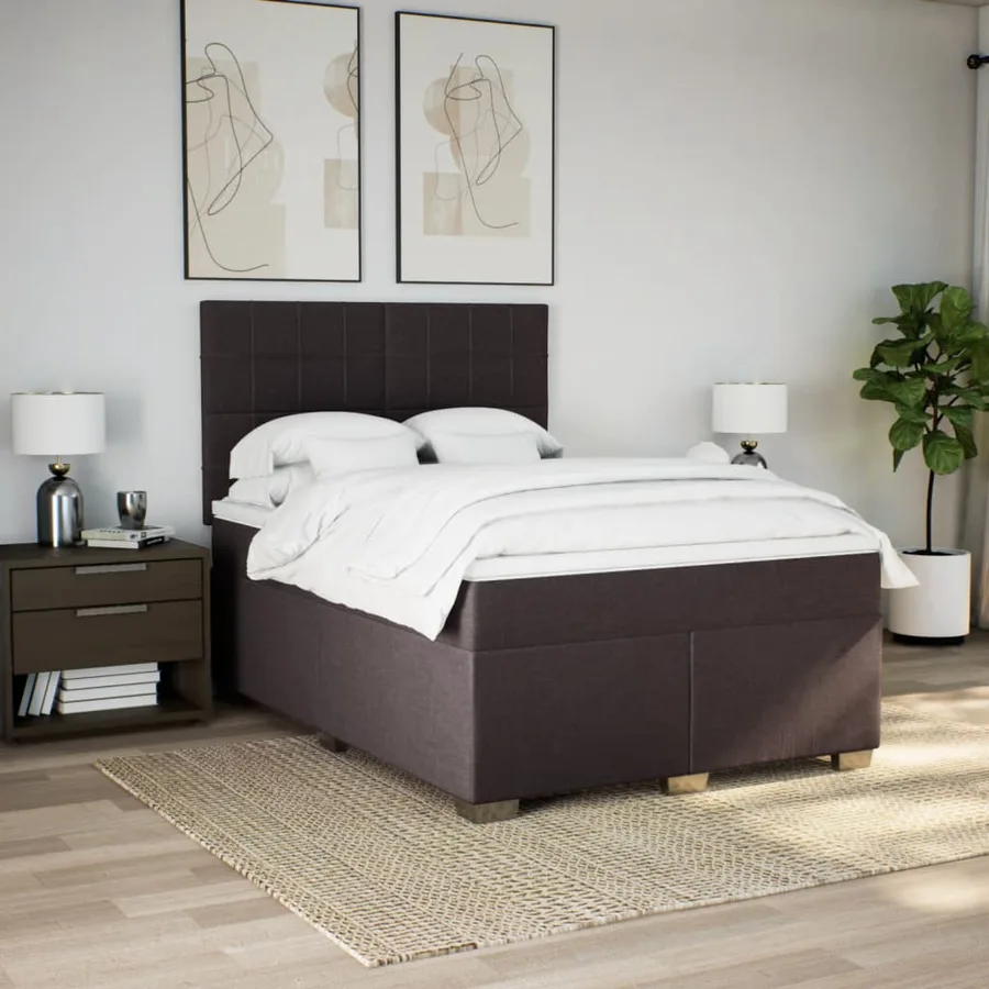 Sommier à lattes de lit avec matelas Marron foncé 140x190 cm - 3