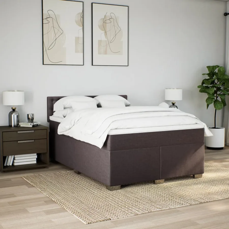 Sommier à lattes de lit avec matelas Marron foncé 140x200 cm - 3