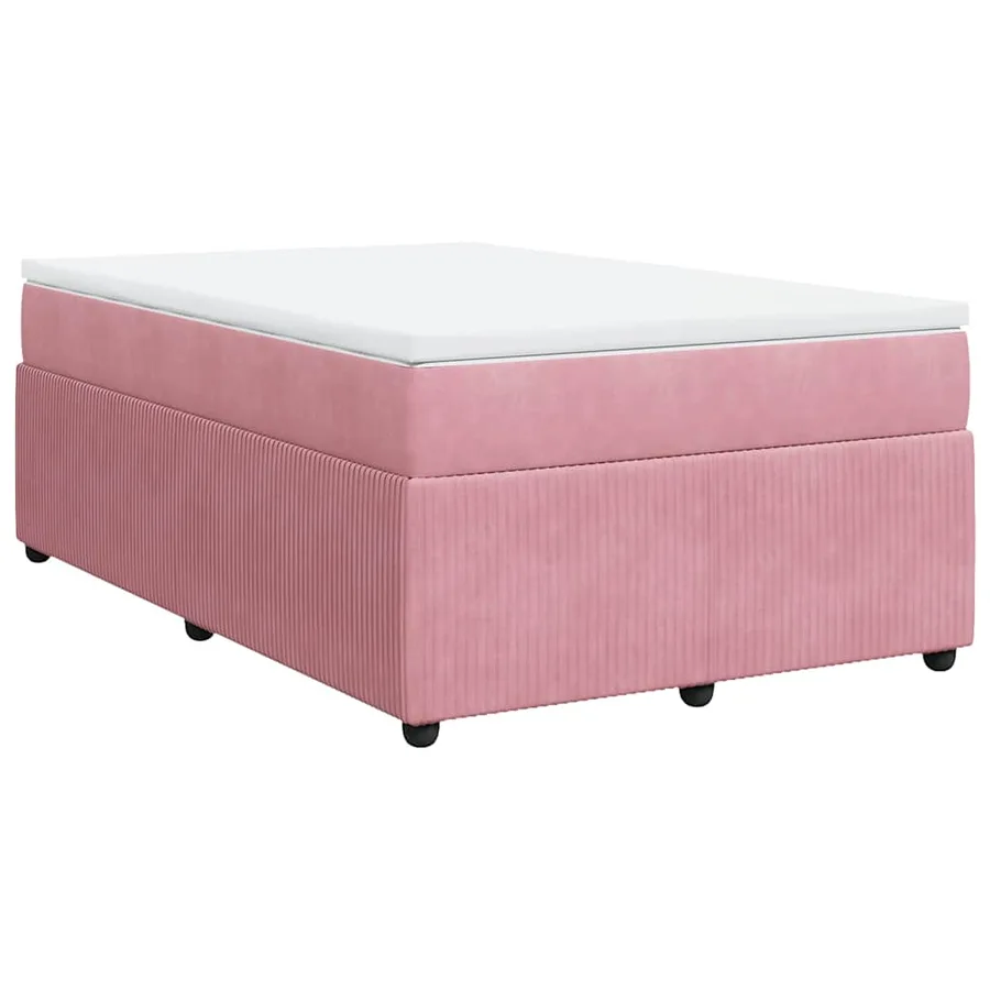 Sommier à lattes de lit avec matelas rose 120x190 cm velours - 2