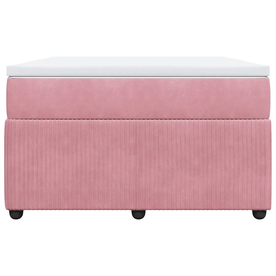 Sommier à lattes de lit avec matelas rose 120x190 cm velours - 4
