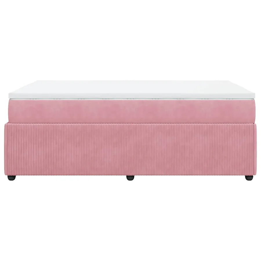 Sommier à lattes de lit avec matelas rose 120x190 cm velours - 8