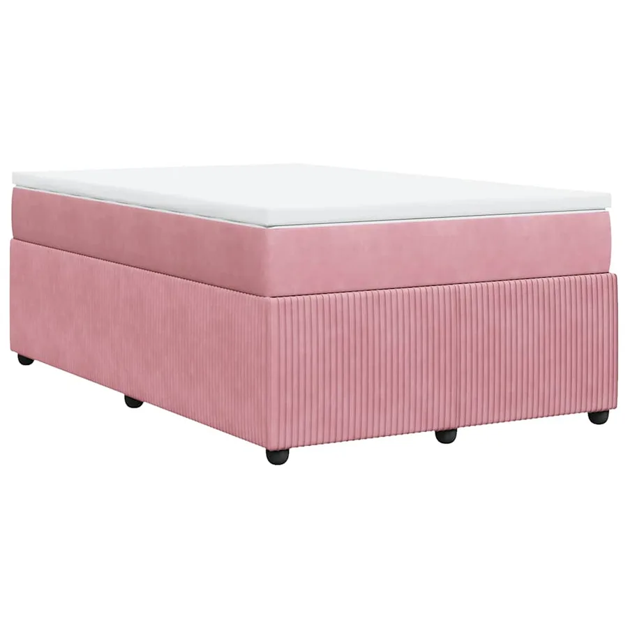 Sommier à lattes de lit avec matelas rose 120x190 cm velours - 9