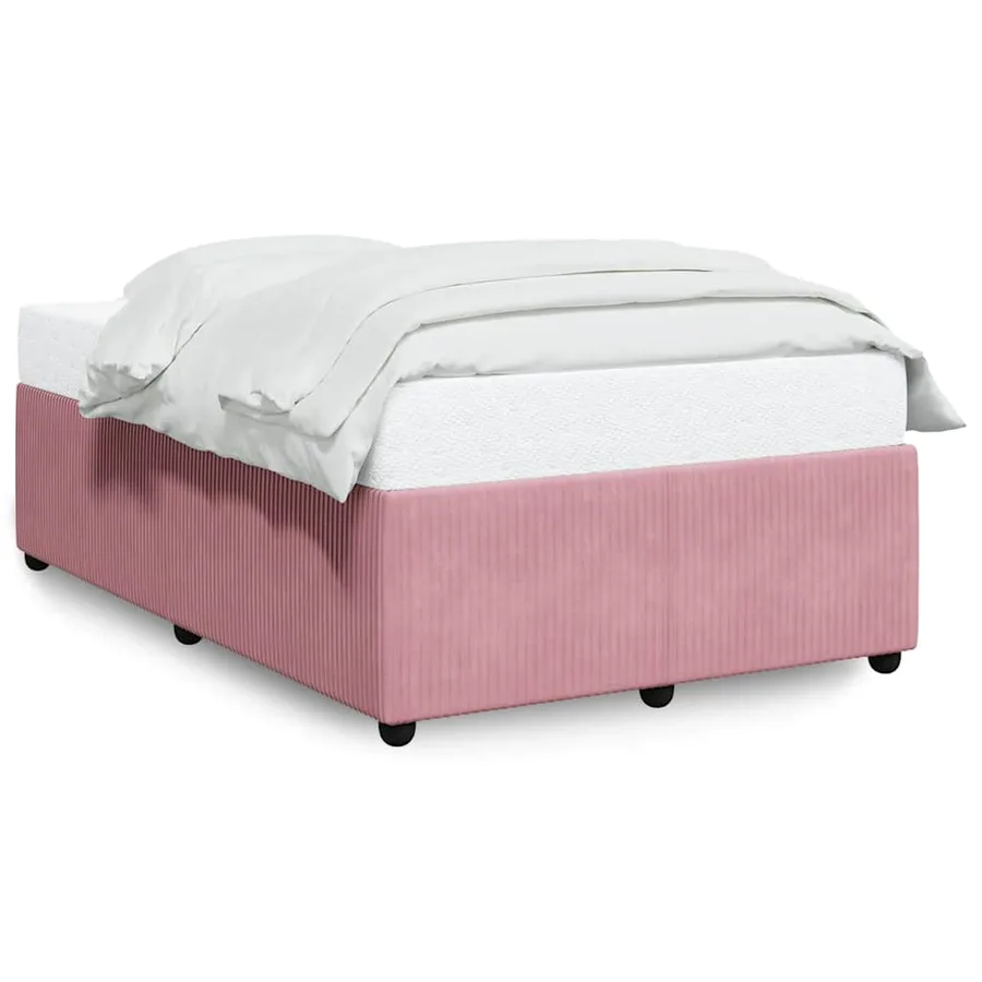 Cadre de lit sans matelas rose 120x190 cm velours - 2