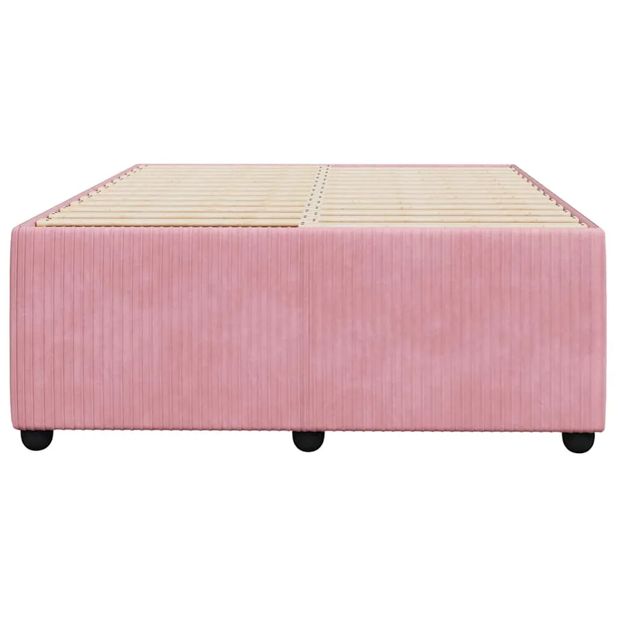Cadre de lit sans matelas rose 120x190 cm velours - 4