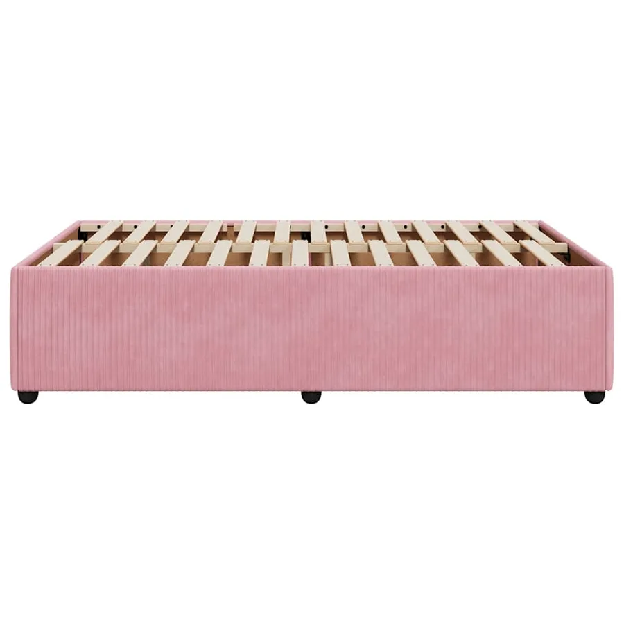Cadre de lit sans matelas rose 120x190 cm velours - 5