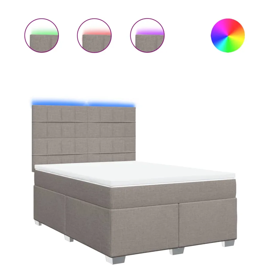 Sommier à lattes de lit avec matelas Taupe 140x200 cm Tissu - 2