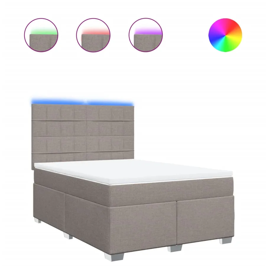 Sommier à lattes de lit avec matelas Taupe 140x190 cm Tissu - 2