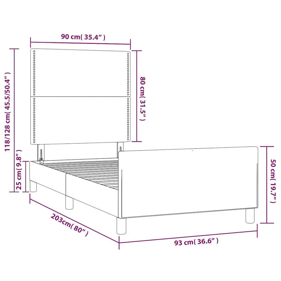 Cadre de lit sans matelas vert foncé 90x200 cm velours - 14