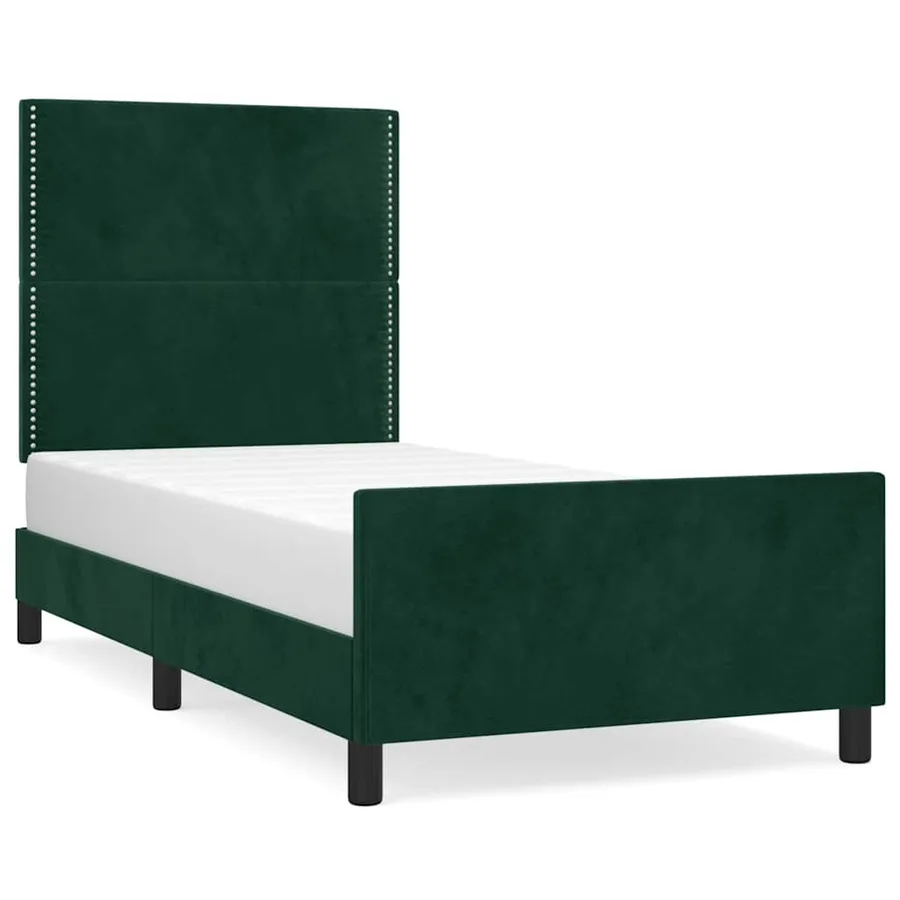 Cadre de lit sans matelas vert foncé 90x200 cm velours - 2