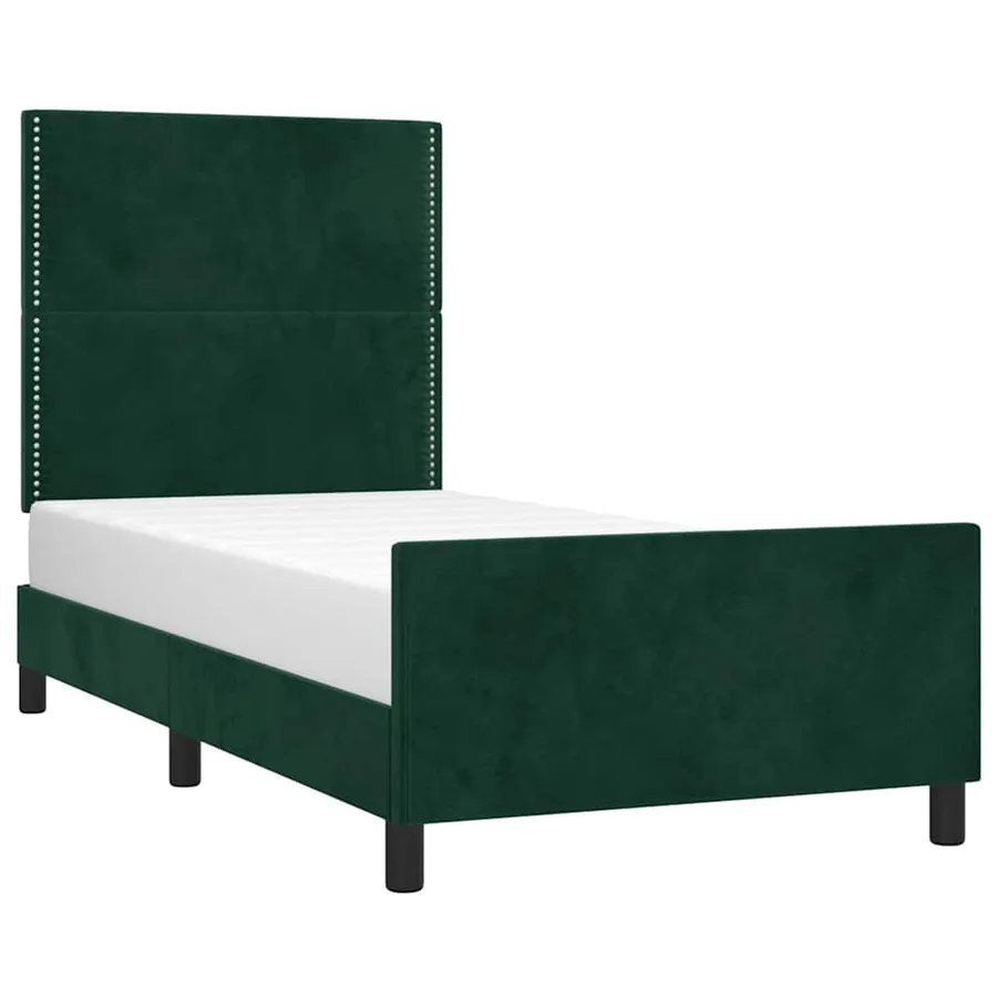 Cadre de lit sans matelas vert foncé 90x200 cm velours - 3