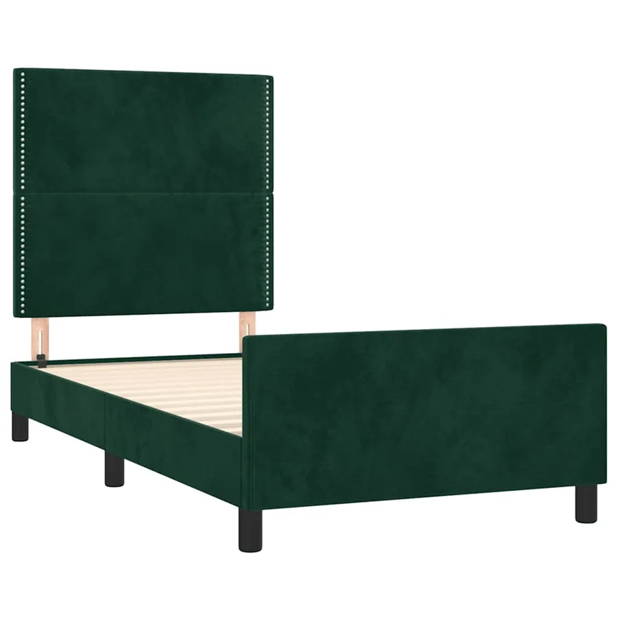 Cadre de lit sans matelas vert foncé 90x200 cm velours - 4