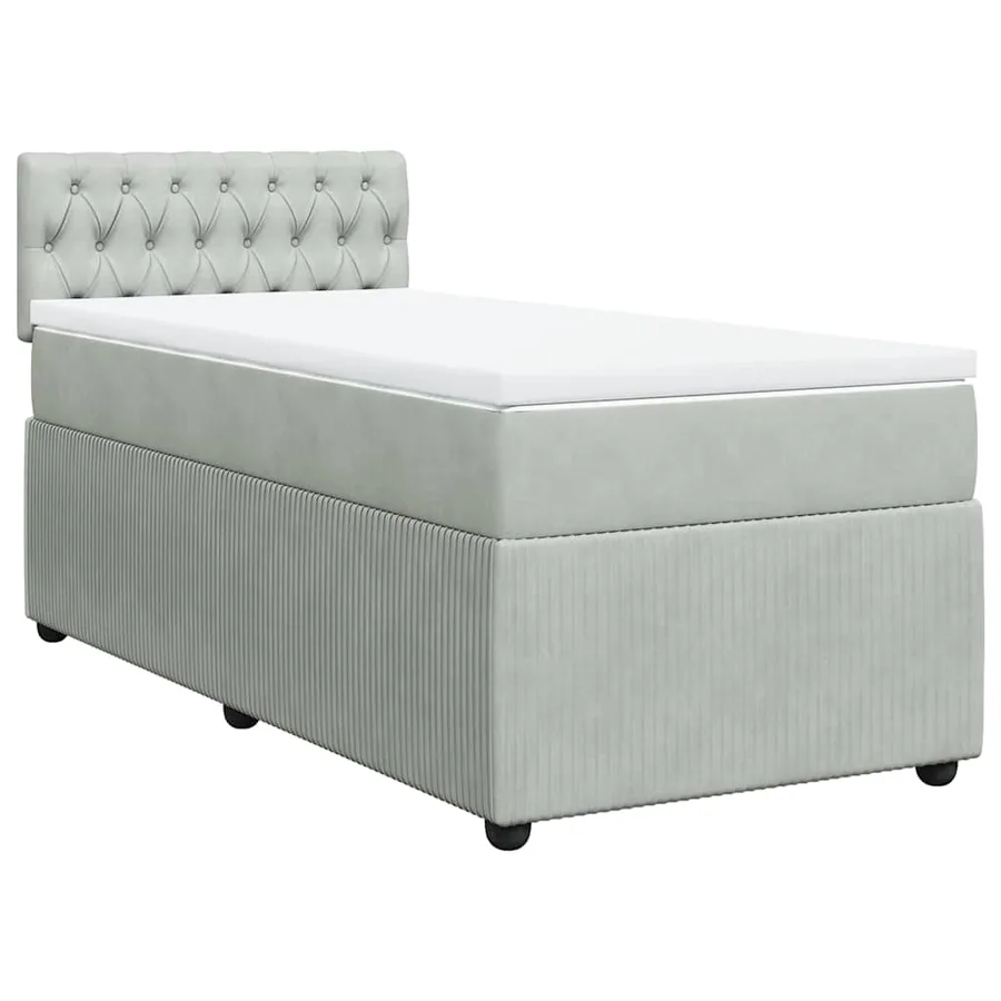 Sommier à lattes de lit et matelas Gris clair 90x190 cm Velours - 2