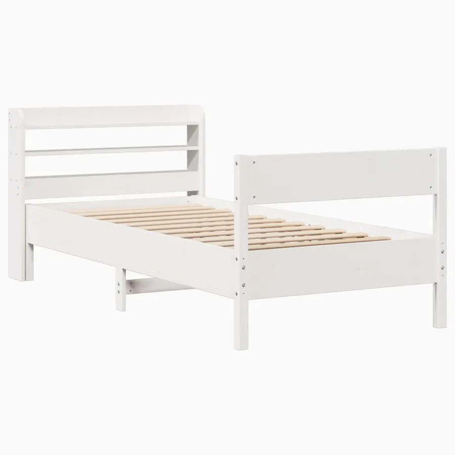 Cadre de lit sans matelas blanc 100x200 cm bois de pin massif - 3