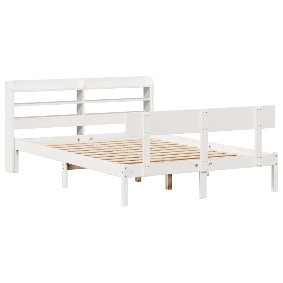 Cadre de lit sans matelas blanc 160x200 cm bois de pin massif - 3