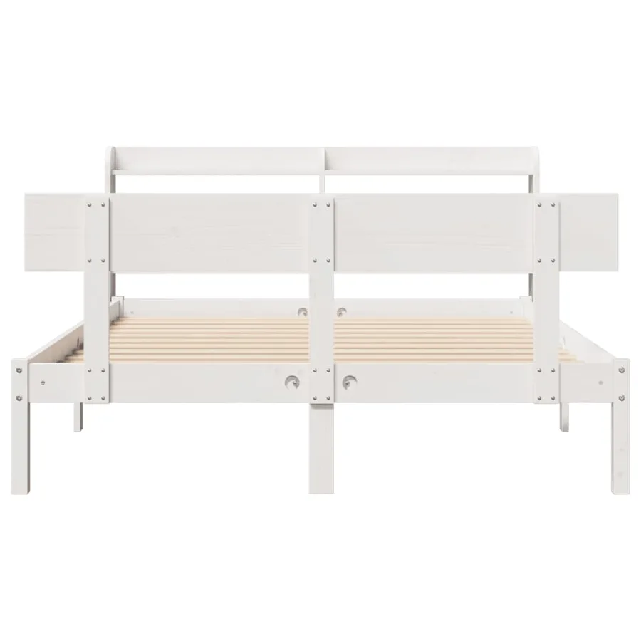 Cadre de lit sans matelas blanc 160x200 cm bois de pin massif - 4
