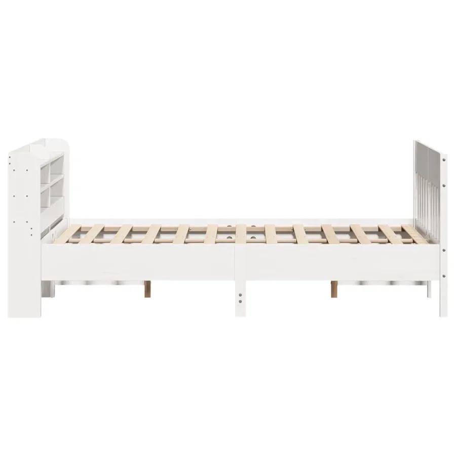Cadre de lit sans matelas blanc 160x200 cm bois de pin massif - 5
