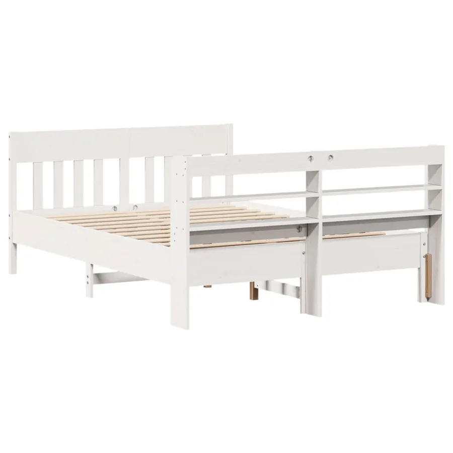 Cadre de lit sans matelas blanc 160x200 cm bois de pin massif - 6