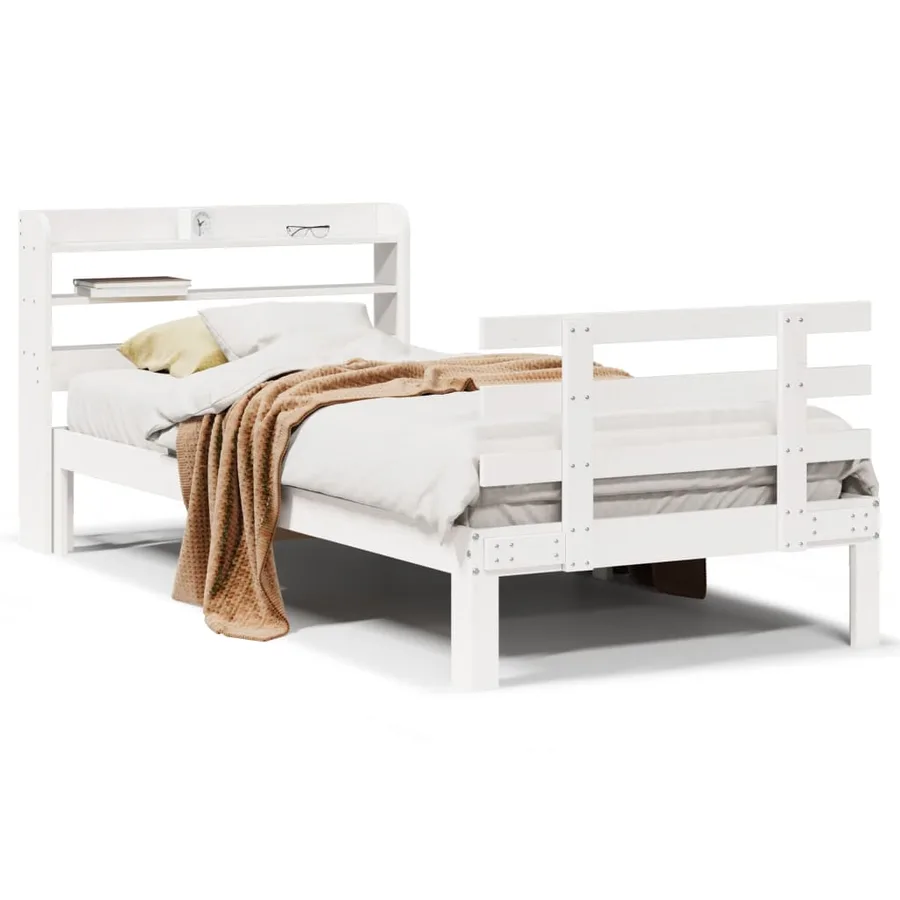 Cadre de lit avec tête de lit sans matelas blanc 100x200 cm - 2