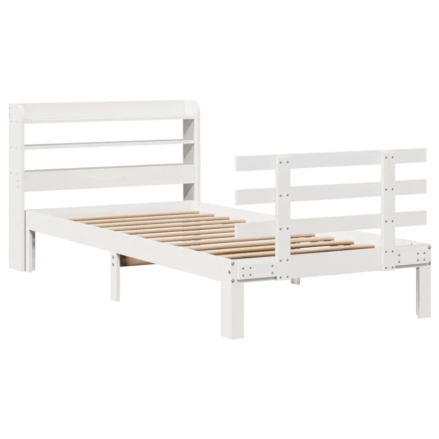 Cadre de lit avec tête de lit sans matelas blanc 100x200 cm - 3