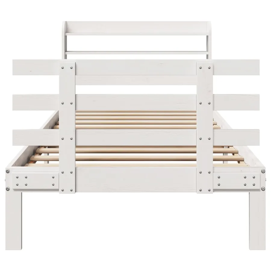 Cadre de lit avec tête de lit sans matelas blanc 100x200 cm - 4
