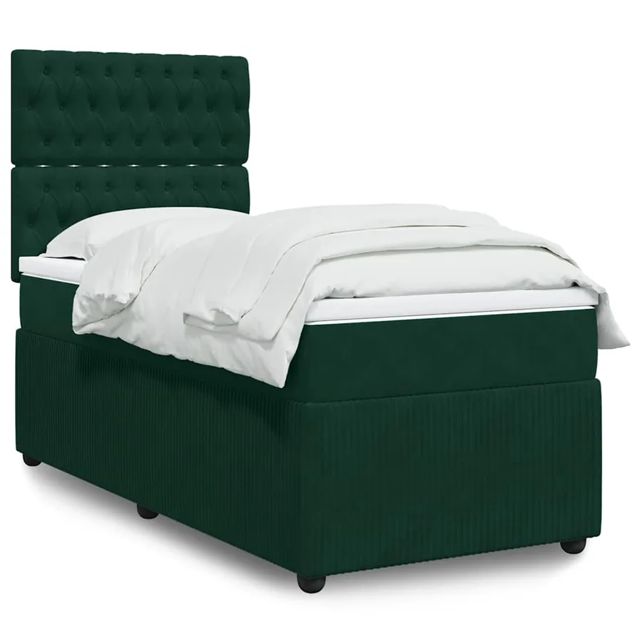 Sommier à lattes de lit avec matelas Vert foncé 100x200 cm