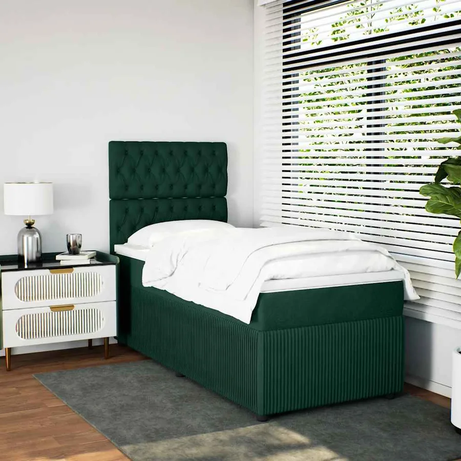 Sommier à lattes de lit avec matelas Vert foncé 100x200 cm - 4