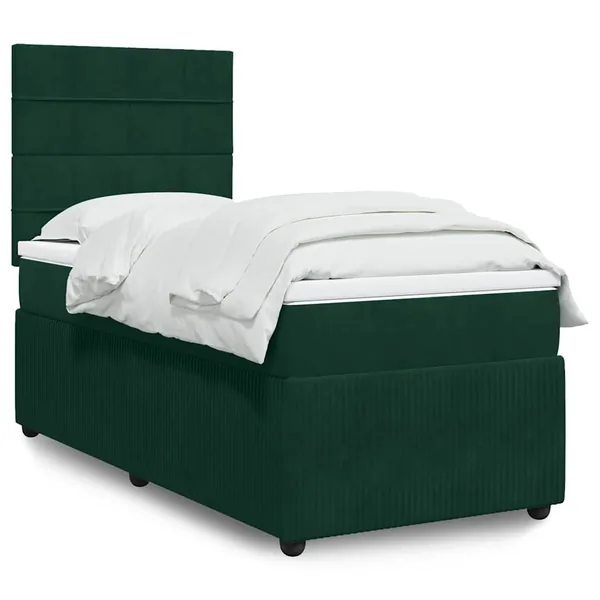 Sommier à lattes de lit avec matelas Vert foncé 100x200 cm