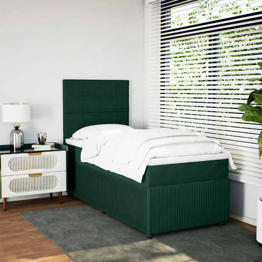 Sommier à lattes de lit avec matelas Vert foncé 100x200 cm - 4