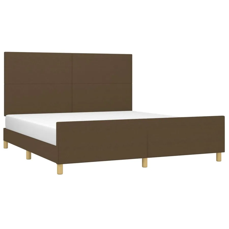 Cadre de lit sans matelas marron foncé 180x200 cm tissu - 3