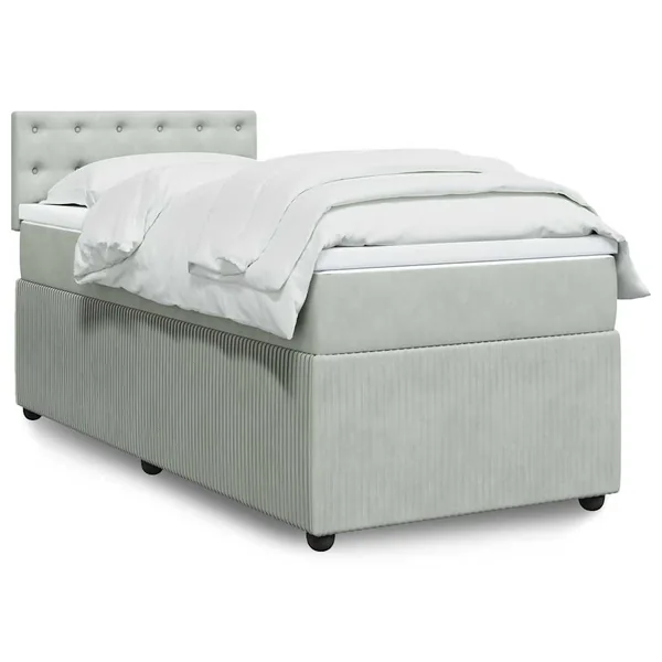 Sommier à lattes de lit et matelas Gris clair 100x200cm Velours
