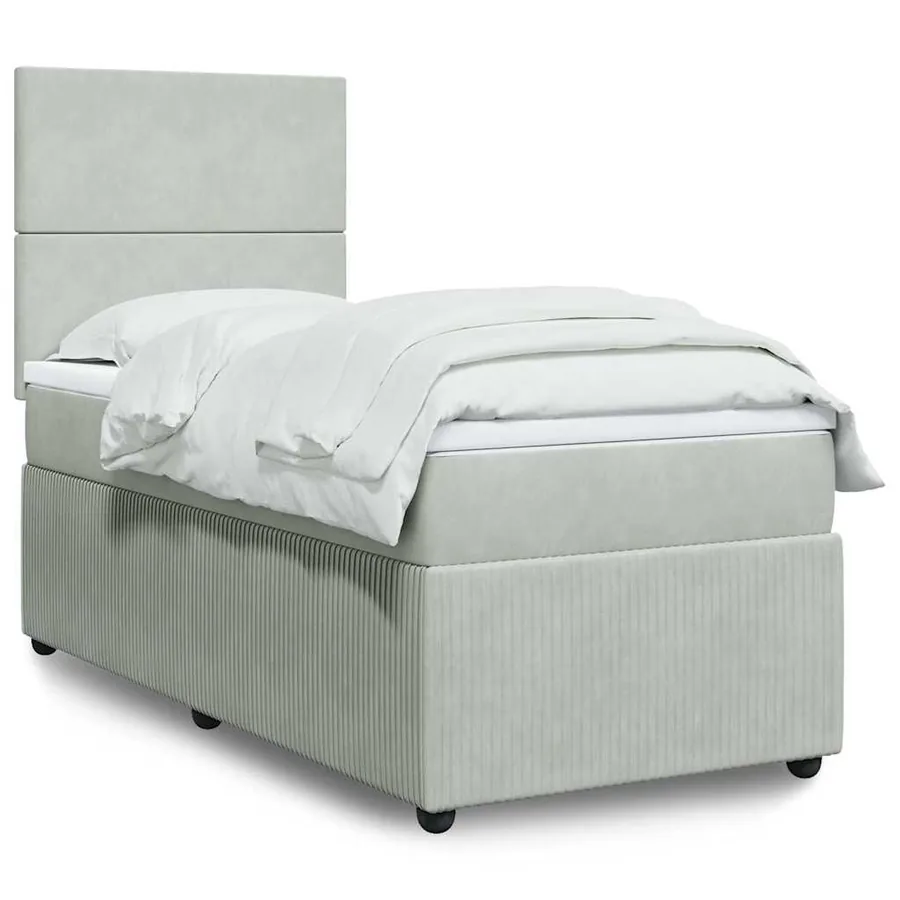 Sommier à lattes de lit et matelas Gris clair 100x200cm Velours